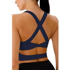 Ghassy Co. Çarpraz Sırt Detaylı Criss Cross Kaplı Yoga Egzersiz Fitness Lacivert Kadın Spor Sütyen