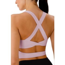 Ghassy Co. Çarpraz Sırt Detaylı Criss Cross Kaplı Yoga Egzersiz Fitness Pudra Kadın Spor Sütyen