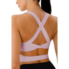 Ghassy Co. Çarpraz Sırt Detaylı Criss Cross Kaplı Yoga Egzersiz Fitness Pudra Kadın Spor Sütyen