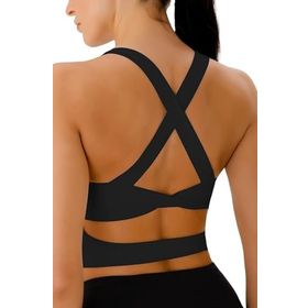 Ghassy Co. Çarpraz Sırt Detaylı Criss Cross Kaplı Yoga Egzersiz Fitness Siyah Kadın Spor Sütyen