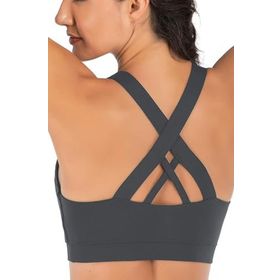 Ghassy Co. Çarpraz Sırt Detaylı Criss Cross Yoga Egzersiz Fitness Füme Kadın Spor Sütyen