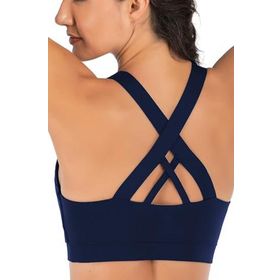 Ghassy Co. Çarpraz Sırt Detaylı Criss Cross Yoga Egzersiz Fitness Lacivert Kadın Spor Sütyen