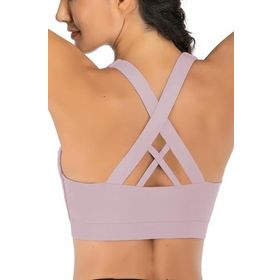 Ghassy Co. Çarpraz Sırt Detaylı Criss Cross Yoga Egzersiz Fitness Pudra Kadın Spor Sütyen