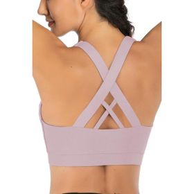 Ghassy Co. Çarpraz Sırt Detaylı Criss Cross Yoga Egzersiz Fitness Pudra Kadın Spor Sütyen