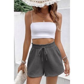 Ghassy Co Cotton Füme Kadın Müslin Cepsiz Beli Bağcıklı Şort