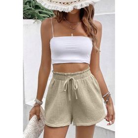 Ghassy Co Cotton Taş Kadın Müslin Cepsiz Beli Bağcıklı Şort