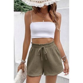 Ghassy Co Cotton Vizon Kadın Müslin Cepsiz Beli Bağcıklı Şort