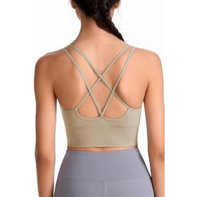 Ghassy Co. CRS003 Detaylı Criss Cross Yoga Egzersiz Fitness Bej Kadın Spor Sütyen