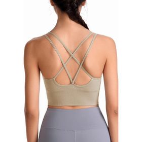 Ghassy Co. CRS003 Detaylı Criss Cross Yoga Egzersiz Fitness Bej Kadın Spor Sütyen