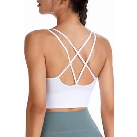 Ghassy Co. CRS003 Detaylı Criss Cross Yoga Egzersiz Fitness Beyaz Kadın Spor Sütyen