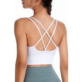 Ghassy Co. CRS003 Detaylı Criss Cross Yoga Egzersiz Fitness Beyaz Kadın Spor Sütyen