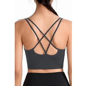 Ghassy Co. CRS003 Detaylı Criss Cross Yoga Egzersiz Fitness Füme Kadın Spor Sütyen