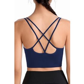 Ghassy Co. CRS003 Detaylı Criss Cross Yoga Egzersiz Fitness Lacivert Kadın Spor Sütyen