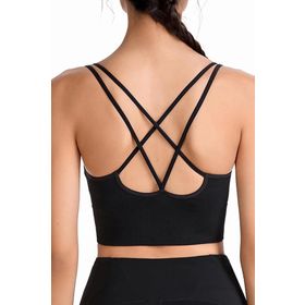 Ghassy Co. CRS003 Detaylı Criss Cross Yoga Egzersiz Fitness Siyah Kadın Spor Sütyen