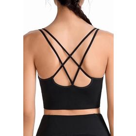 Ghassy Co. CRS003 Detaylı Criss Cross Yoga Egzersiz Fitness Siyah Kadın Spor Sütyen