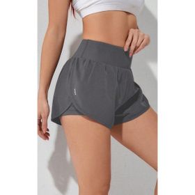 Ghassy Co Füme Kadın 2 in 1 Running Sports Athletic Gym Telefon Cepli Kısa Taytlı Şort