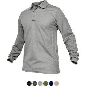 Ghassy Co. Jersey Açık Gri Golf Polo Gömlek Pike Performans Taktik Askeri Uzun Kollu Erkek T-shirt