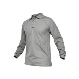 Ghassy Co. Jersey Açık Gri Golf Polo Gömlek Pike Performans Taktik Askeri Uzun Kollu Erkek T-shirt