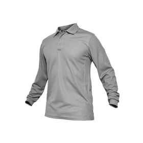 Ghassy Co. Jersey Açık Gri Golf Polo Gömlek Pike Performans Taktik Askeri Uzun Kollu Erkek T-shirt