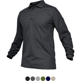 Ghassy Co. Jersey Koyu Gri Golf Polo Gömlek Pike Performans Taktik Askeri Uzun Kollu Erkek T-shirt
