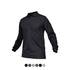 Ghassy Co. Jersey Siyah Golf Polo Gömlek Pike Performans Taktik Askeri Uzun Kollu Erkek T-shirt