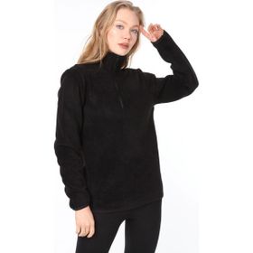 Ghassy Co. Kadın Siyah Yarım Fermuarlı Sweatshirt