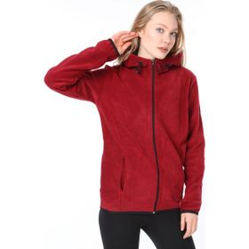 Ghassy Co. Kapşonlu Fermuarlı Bordo Kadın Polar Sweatshirt