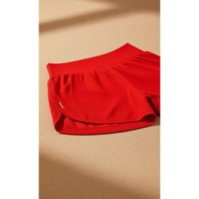 Ghassy Co Kırmızı Kadın 2 in 1 Running Sports Athletic Gym Telefon Cepli Kısa Taytlı Şort