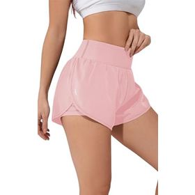 Ghassy Co Pudra Kadın 2 in 1 Running Sports Athletic Gym Telefon Cepli Kısa Taytlı Şort