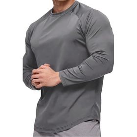 Ghassy Co. Running Füme Sports Reglan Oval Kesim Uzun Kollu Pamuklu Penye Erkek T-shirt