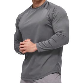 Ghassy Co. Running Füme Sports Reglan Oval Kesim Uzun Kollu Pamuklu Penye Erkek T-shirt