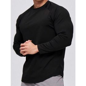 Ghassy Co. Running Siyah Sports Reglan Oval Kesim Penye Erkek T-shirt