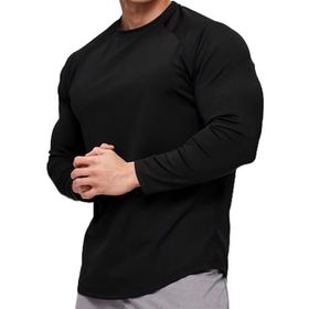 Ghassy Co. Running Siyah Sports Reglan Oval Kesim Uzun Kollu Pamuklu Erkek T-shirt