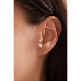 Gianfranco 14 Ayar Sallantılı Taşlı Baget Tragus Altın Küpe