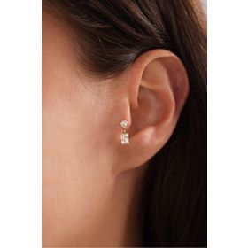 Gianfranco 14 Ayar Sallantılı Taşlı Baget Tragus Altın Küpe