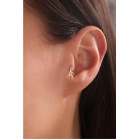Gianfranco 14 Ayar Taşlı Sol Anahtarı Müzik Tragus Altın Küpe