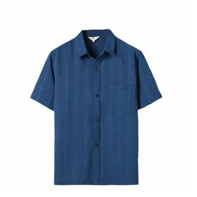Gibz Casual Lacivert Mavi Kısa Kollu Yumuşak Yaka Erkek Gömlek