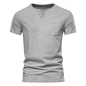 Gibz Casual Slim-Fit Gri V Yaka Erkek T-shirt
