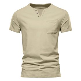 Gibz Casual Slim-Fit Haki V Yaka Erkek T-shirt