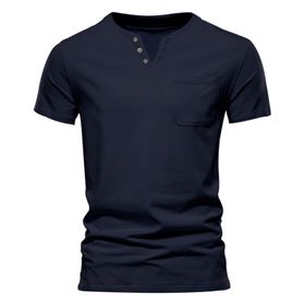 Gibz Casual Slim-Fit Lacivert Mavi V Yaka Erkek T-shirt