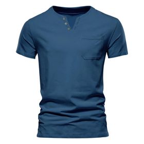 Gibz Casual Slim-Fit Mavi V Yaka Erkek T-shirt