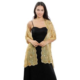 Gibz Glitter Altın Hafif Pullu Kadın Şal
