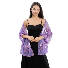 Gibz Glitter Mor Çiçek Pullu Kadın Şal