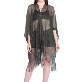 Gibz Glitter Siyah Altın Kadın Plaj Şal