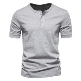 Gibz Henley Slim-Fit Gri Bisiklet Yaka Erkek T-shirt