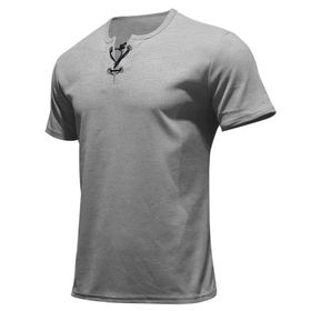 Gibz Henley Slim Fit Gri V Yaka Erkek T-shirt