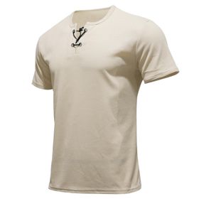 Gibz Henley Slim Fit Haki V Yaka Erkek T-shirt