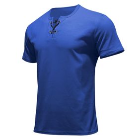 Gibz Henley Slim Fit Mavi V Yaka Erkek T-shirt