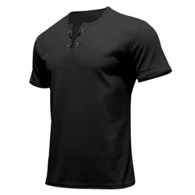 Gibz Henley Slim Fit Siyah V Yaka Erkek T-shirt