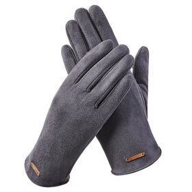Gibz Manifatura Gri Süet Polar Astar Kadın Eldiven